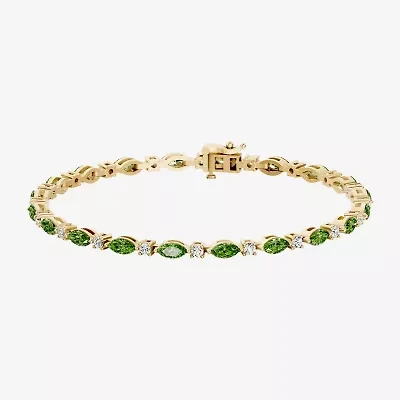 Womens 1 CT. T.W. Genuine Green Peridot 10K Gold 7.5 Inch Tennis Bracelet