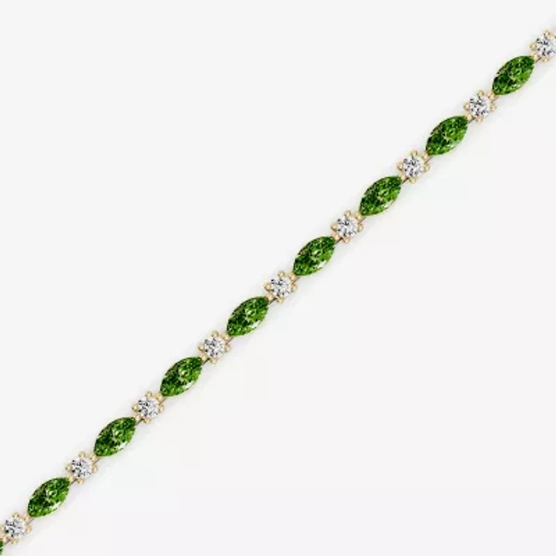 Womens 1 CT. T.W. Genuine Green Peridot 10K Gold 7.5 Inch Tennis Bracelet