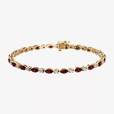 Womens 1 CT. T.W. Genuine Red Garnet 10K Gold 7.5 Inch Tennis Bracelet