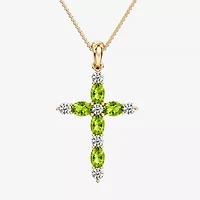 Cross Womens 1/4 CT. T.W. Genuine Green Peridot 10K Gold Cross 18 Inch Pendant Necklace