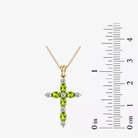 Cross Womens 1/4 CT. T.W. Genuine Green Peridot 10K Gold Cross 18 Inch Pendant Necklace