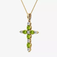 Cross Womens 1/4 CT. T.W. Genuine Green Peridot 10K Gold Cross 18 Inch Pendant Necklace