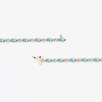 Womens 1 CT. T.W. Genuine Blue Aquamarine 10K Gold 7.5 Inch Tennis Bracelet