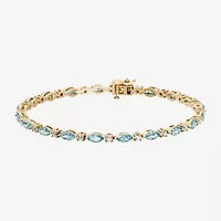 Womens 1 CT. T.W. Genuine Blue Aquamarine 10K Gold 7.5 Inch Tennis Bracelet