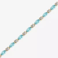 Womens 1 CT. T.W. Genuine Blue Aquamarine 10K Gold 7.5 Inch Tennis Bracelet