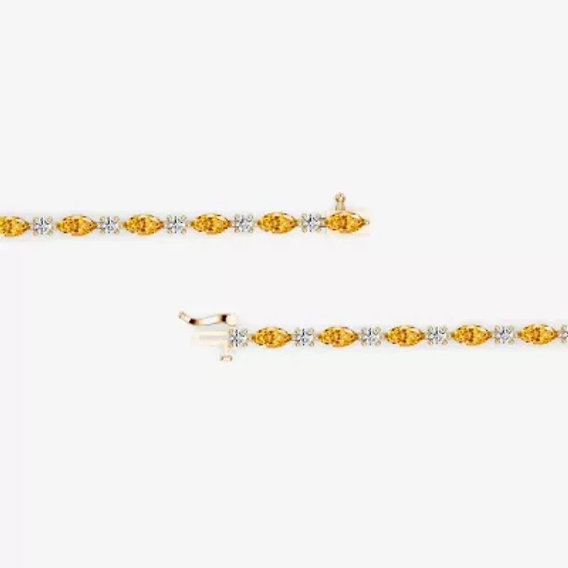 Womens 1 CT. T.W. Genuine Yellow Citrine 10K Gold 7.5 Inch Tennis Bracelet