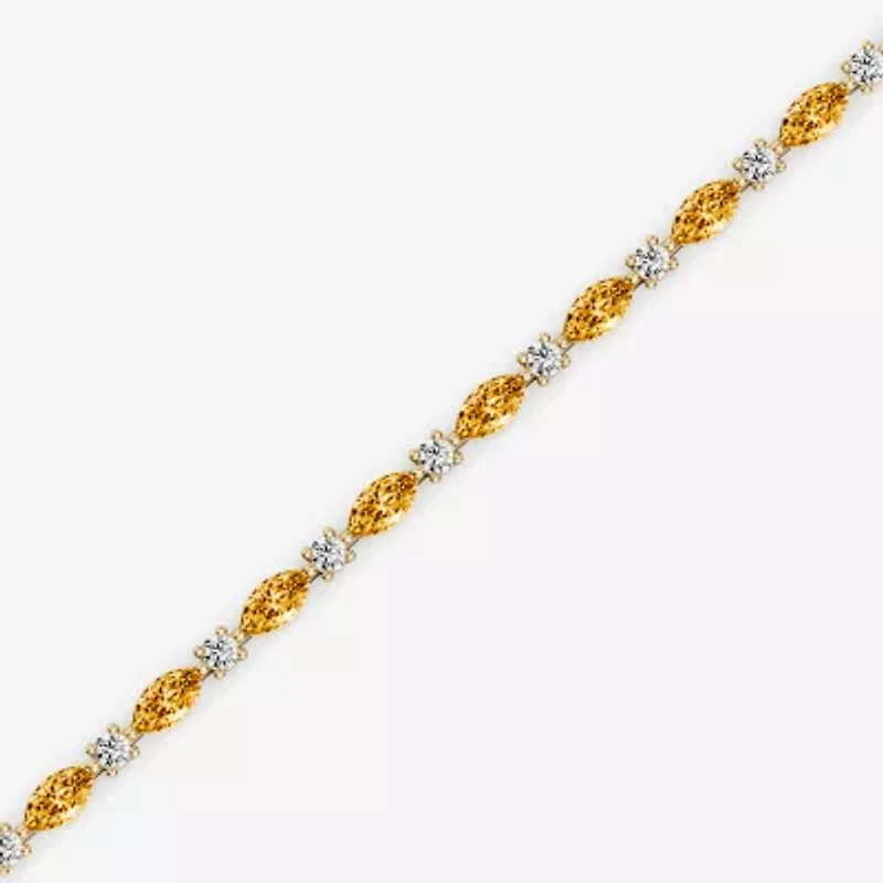 Womens 1 CT. T.W. Genuine Yellow Citrine 10K Gold 7.5 Inch Tennis Bracelet