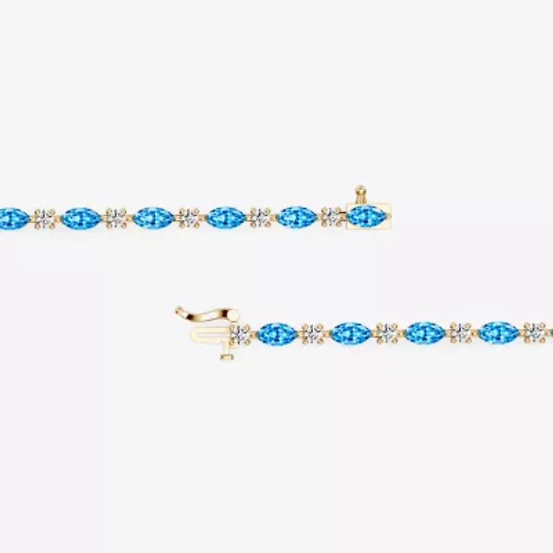 Womens 1 CT. T.W. Genuine Blue Topaz 10K Gold 7.5 Inch Tennis Bracelet