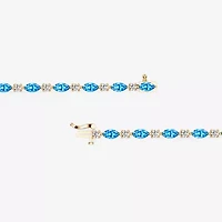 Womens 1 CT. T.W. Genuine Blue Topaz 10K Gold 7.5 Inch Tennis Bracelet