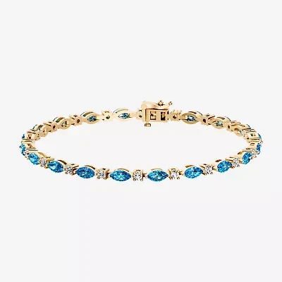 Womens 1 CT. T.W. Genuine Blue Topaz 10K Gold 7.5 Inch Tennis Bracelet