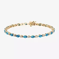 Womens 1 CT. T.W. Genuine Blue Topaz 10K Gold 7.5 Inch Tennis Bracelet