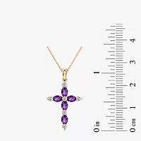 Cross Womens 1/4 CT. T.W. Genuine Purple Amethyst 10K Gold Cross 18 Inch Pendant Necklace