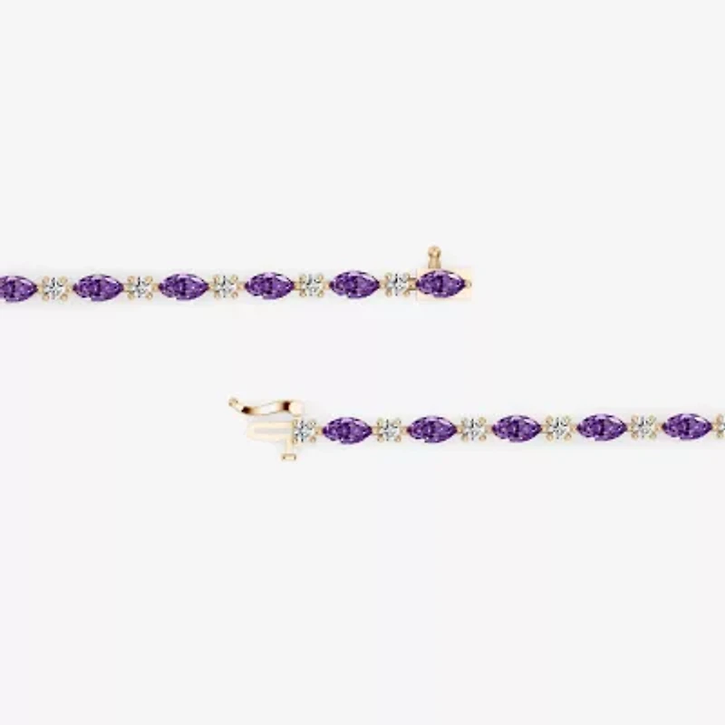 Womens 1 CT. T.W. Genuine Purple Amethyst 10K Gold 7.5 Inch Tennis Bracelet