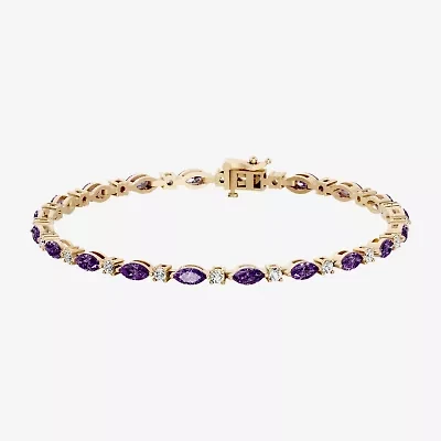 Womens 1 CT. T.W. Genuine Purple Amethyst 10K Gold 7.5 Inch Tennis Bracelet