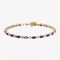 Womens 1 CT. T.W. Genuine Purple Amethyst 10K Gold 7.5 Inch Tennis Bracelet