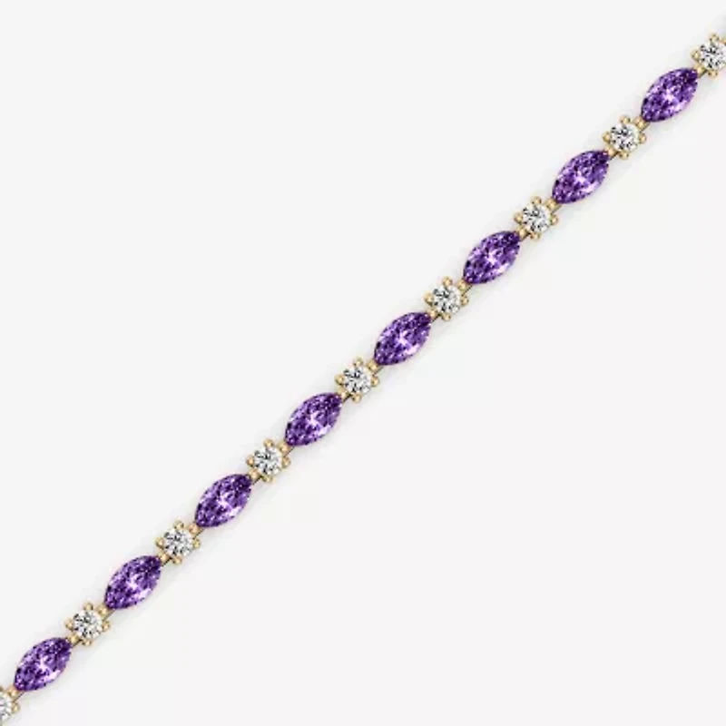 Womens 1 CT. T.W. Genuine Purple Amethyst 10K Gold 7.5 Inch Tennis Bracelet