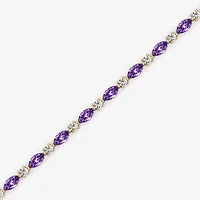 Womens 1 CT. T.W. Genuine Purple Amethyst 10K Gold 7.5 Inch Tennis Bracelet