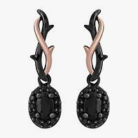 Enchanted Disney Fine Jewelry Villains Womens 1/5 CT. Genuine Black Onyx 14K Rose Gold Over Silver Sterling Silver Oval Maleficent Sleeping Beauty Drop Earrings