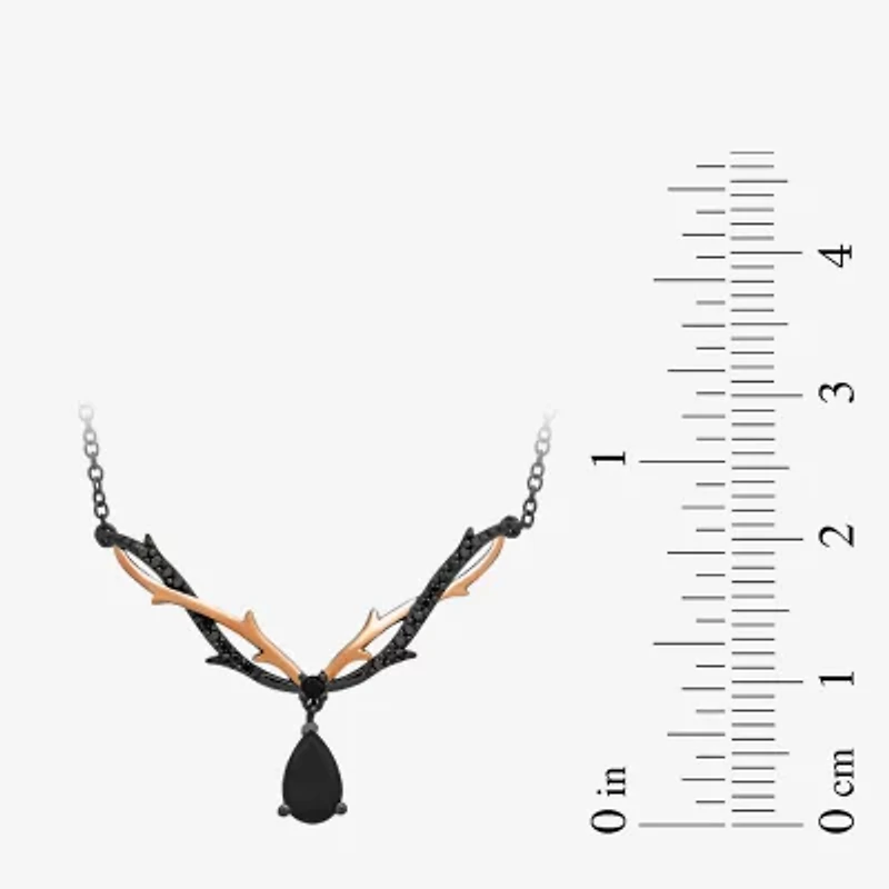 Enchanted Disney Fine Jewelry Villains Womens 1/6 CT. T.W. Genuine Black Onyx 14K Rose Gold Over Silver Sterling Silver Pear 18 Inch Pendant Necklace