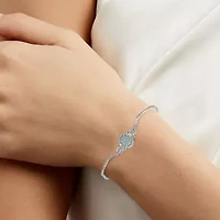 Enchanted Disney Fine Jewelry Womens 1/10 CT. T.W. Lab Created White Opal Sterling Silver Oval Cinderella Princess Charm Bracelet