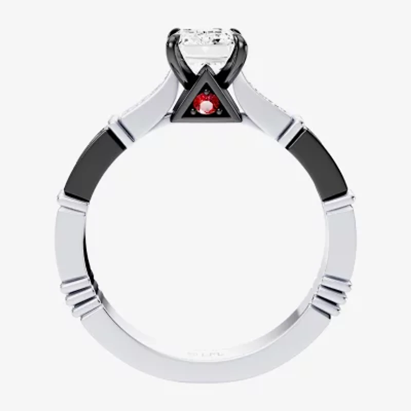 Darth Vader (F / Si1) Womens 1 1/5 CT. T.W. Lab Grown White Diamond 10K Gold Star Wars Side Stone Engagement Ring