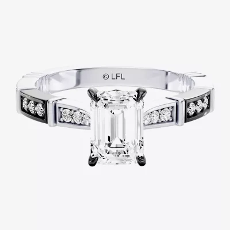 Darth Vader (F / Si1) Womens 1 1/5 CT. T.W. Lab Grown White Diamond 10K Gold Star Wars Side Stone Engagement Ring