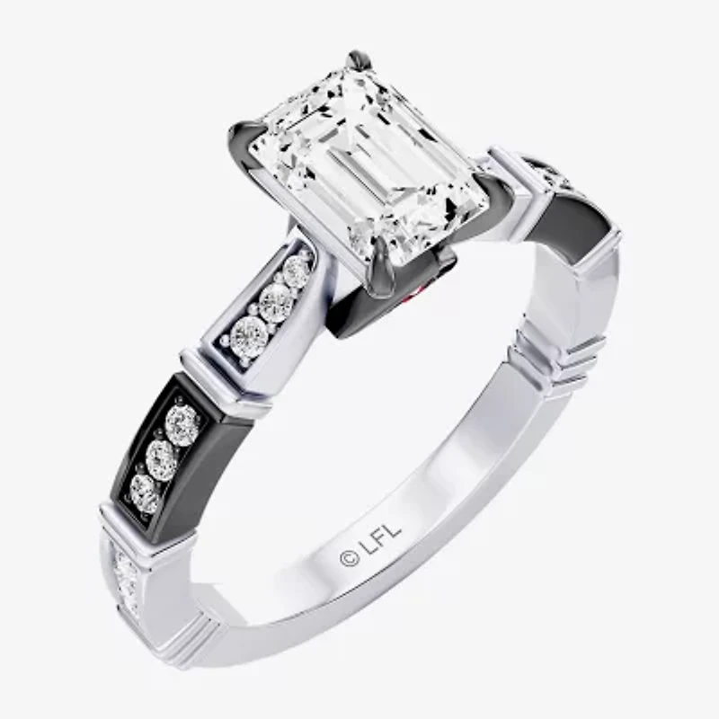 Darth Vader (F / Si1) Womens 1 1/5 CT. T.W. Lab Grown White Diamond 10K Gold Star Wars Side Stone Engagement Ring