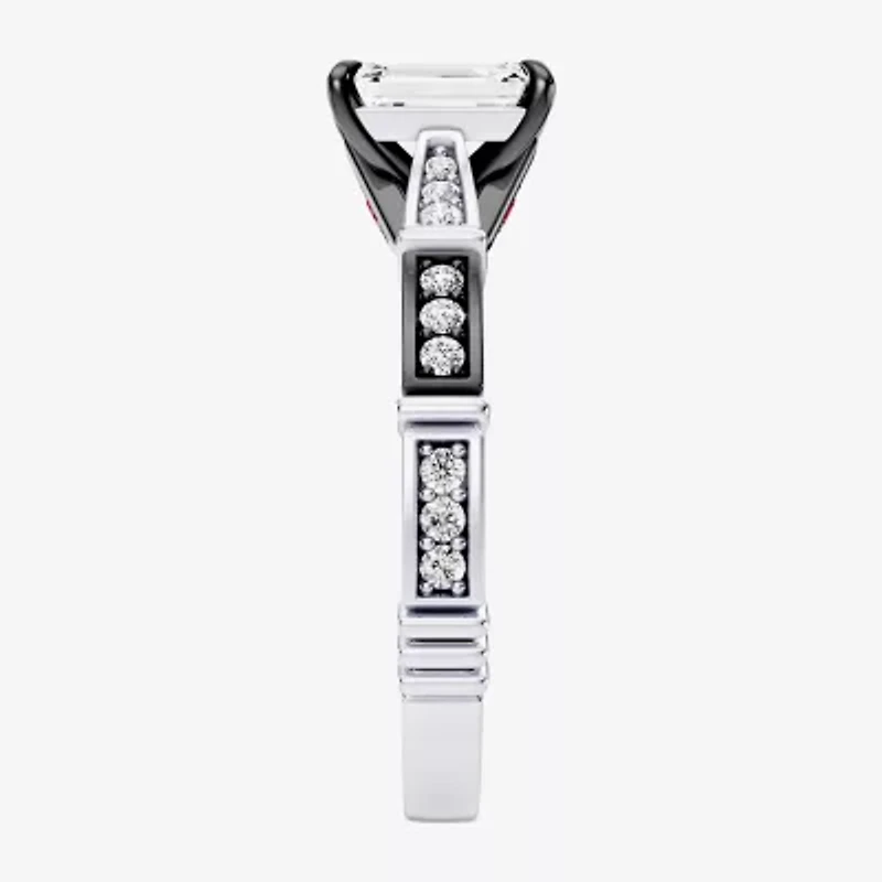 Darth Vader (F / Si1) Womens 1 1/5 CT. T.W. Lab Grown White Diamond 10K Gold Star Wars Side Stone Engagement Ring