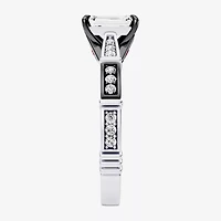 Darth Vader (F / Si1) Womens 1 1/5 CT. T.W. Lab Grown White Diamond 10K Gold Star Wars Side Stone Engagement Ring