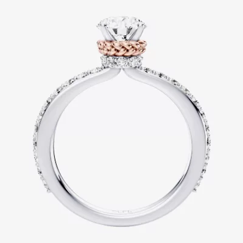 Princess Leia (F / Si1) Womens 1 / CT. T.W. Lab Grown White Diamond 10K Gold Round Star Wars Side Stone Engagement Ring