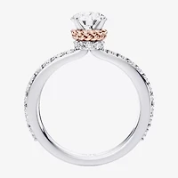 Princess Leia (F / Si1) Womens 1 / CT. T.W. Lab Grown White Diamond 10K Gold Round Star Wars Side Stone Engagement Ring