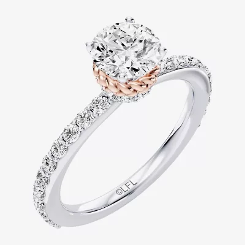 Princess Leia (F / Si1) Womens 1 / CT. T.W. Lab Grown White Diamond 10K Gold Round Star Wars Side Stone Engagement Ring