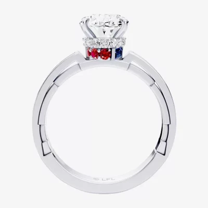 R2-D2 (F / Si1) Womens 3/ CT. T.W. Lab Grown White Diamond 10K Gold Oval Star Wars Side Stone Engagement Ring