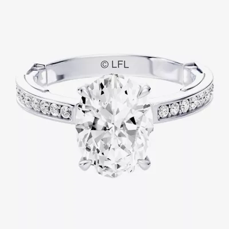 R2-D2 (F / Si1) Womens 3/ CT. T.W. Lab Grown White Diamond 10K Gold Oval Star Wars Side Stone Engagement Ring