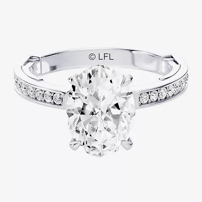 R2-D2 (F / Si1) Womens 3/ CT. T.W. Lab Grown White Diamond 10K Gold Oval Star Wars Side Stone Engagement Ring