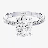 R2-D2 (F / Si1) Womens 3/ CT. T.W. Lab Grown White Diamond 10K Gold Oval Star Wars Side Stone Engagement Ring