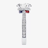 R2-D2 (F / Si1) Womens 3/ CT. T.W. Lab Grown White Diamond 10K Gold Oval Star Wars Side Stone Engagement Ring