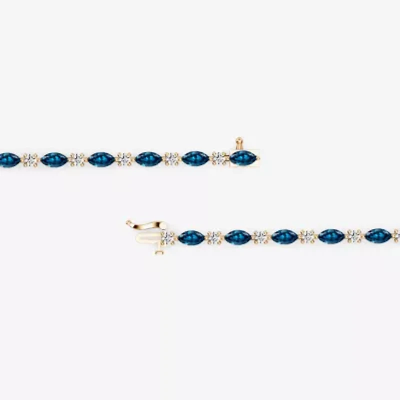 Womens 1 CT. T.W. Genuine Blue Topaz 10K Gold 7.5 Inch Tennis Bracelet