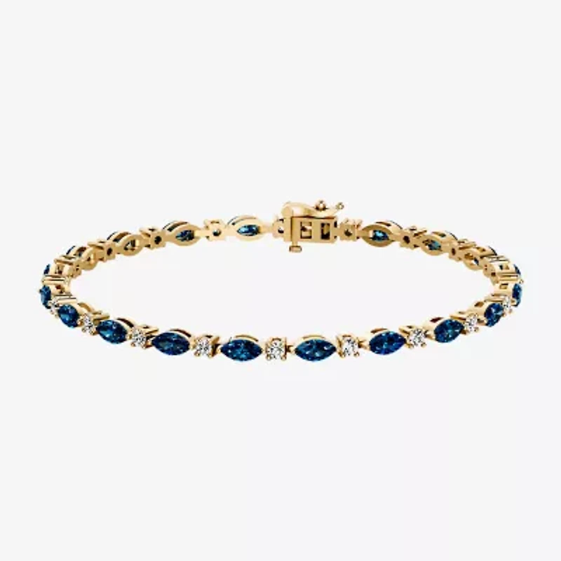Womens 1 CT. T.W. Genuine Blue Topaz 10K Gold 7.5 Inch Tennis Bracelet