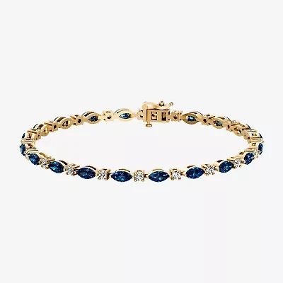 Womens 1 CT. T.W. Genuine Blue Topaz 10K Gold 7.5 Inch Tennis Bracelet