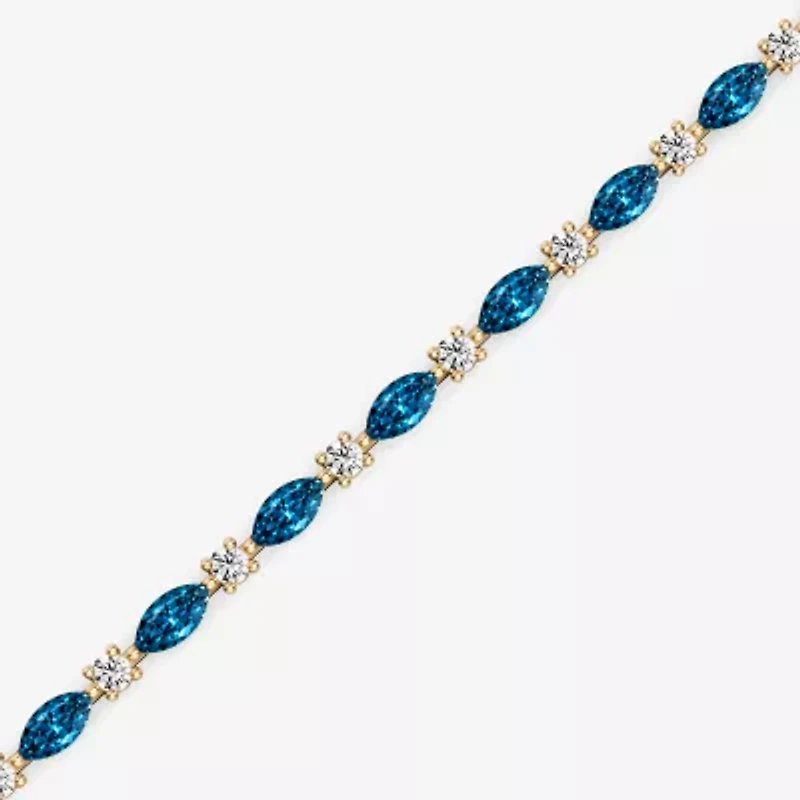 Womens 1 CT. T.W. Genuine Blue Topaz 10K Gold 7.5 Inch Tennis Bracelet