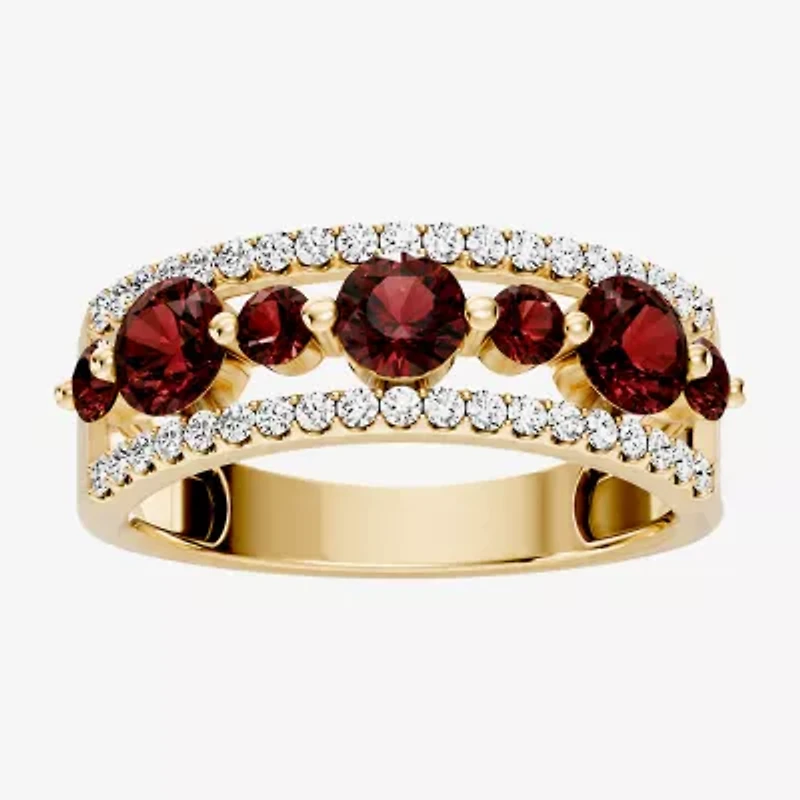 Womens 1/2 CT. T.W. Genuine Red Garnet 10K Gold Round Band