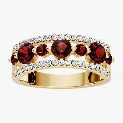 Womens 1/2 CT. T.W. Genuine Red Garnet 10K Gold Round Band