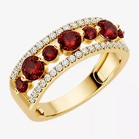 Womens 1/2 CT. T.W. Genuine Red Garnet 10K Gold Round Band