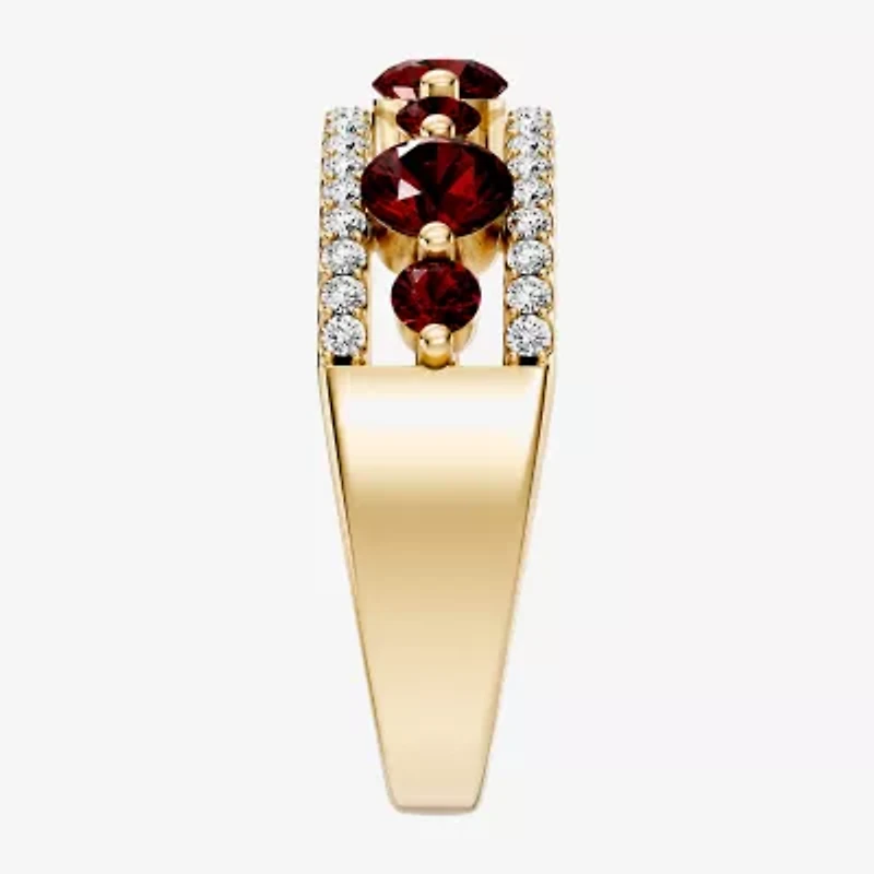 Womens 1/2 CT. T.W. Genuine Red Garnet 10K Gold Round Band