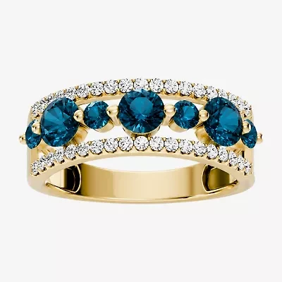 Womens 1/2 CT. T.W. Genuine Blue Topaz 10K Gold Round Band