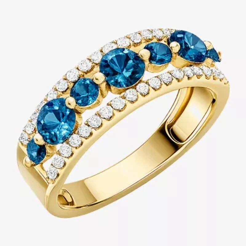 Womens 1/2 CT. T.W. Genuine Blue Topaz 10K Gold Round Band