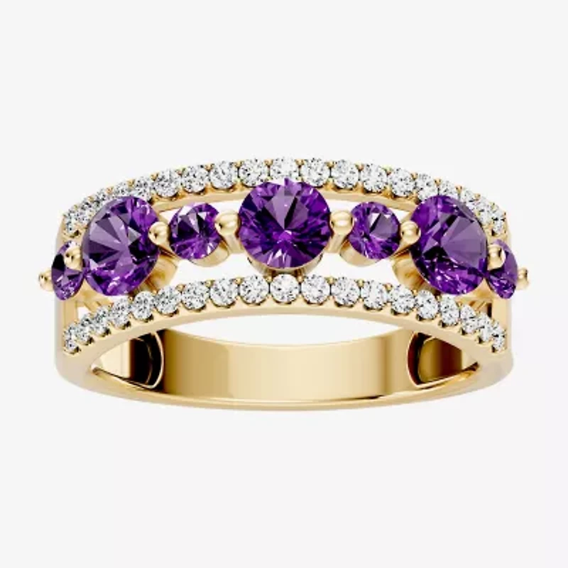 Womens 1/2 CT. T.W. Genuine Purple Amethyst 10K Gold Round Band