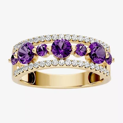 Womens 1/2 CT. T.W. Genuine Purple Amethyst 10K Gold Round Band