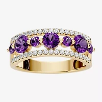 Womens 1/2 CT. T.W. Genuine Purple Amethyst 10K Gold Round Band
